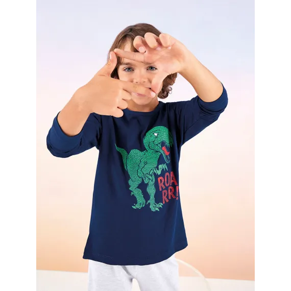 Пижамный комплект LC Waikiki, Цвет: Синий, Размер: 7-8 лет, изображение 3