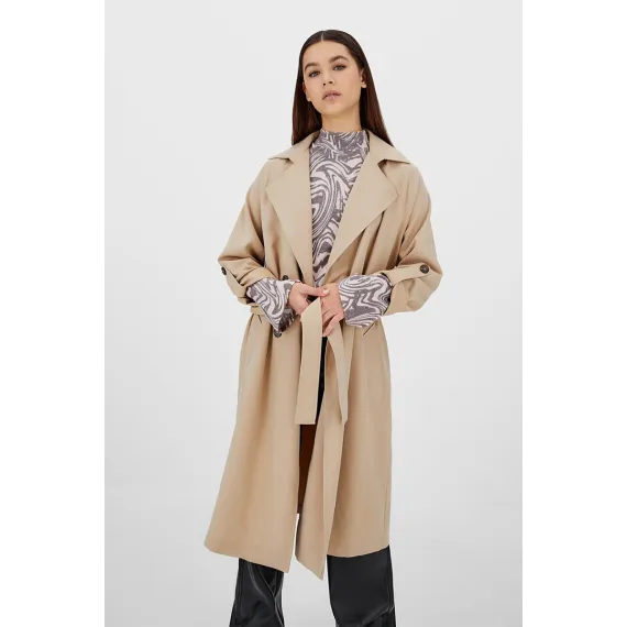 Тренчкот Stradivarius, Цвет: Бежевый, Размер: S, изображение 3