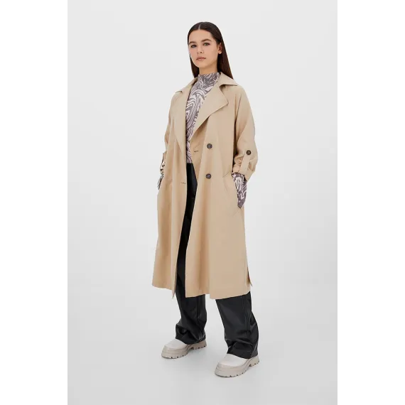 Тренчкот Stradivarius, Цвет: Бежевый, Размер: S