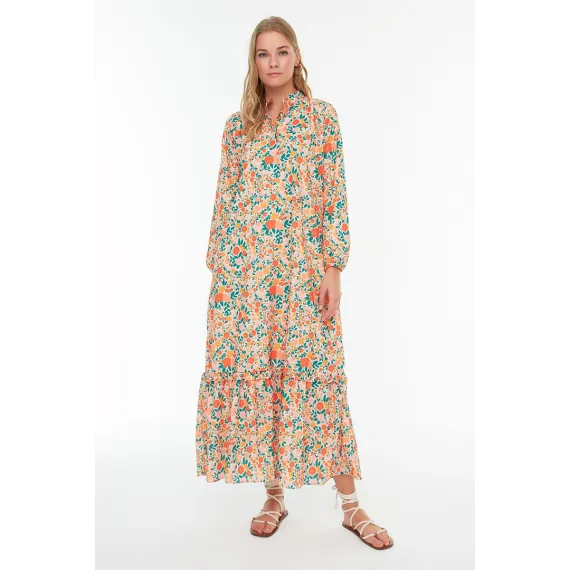 Платье TRENDYOL MODEST, Цвет: Оранжевый, Размер: 36, изображение 4