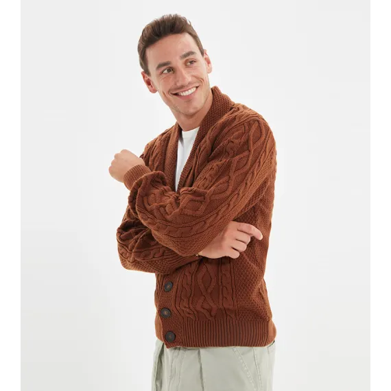 Кардиган TRENDYOL MAN, Цвет: Коричневый, Размер: S, изображение 2