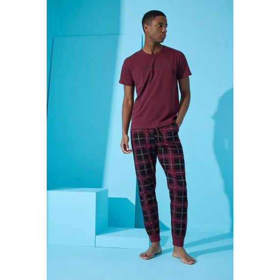 Пижамный комплект Pijamaevi, Цвет: Бордовый, Размер: XL, изображение 4