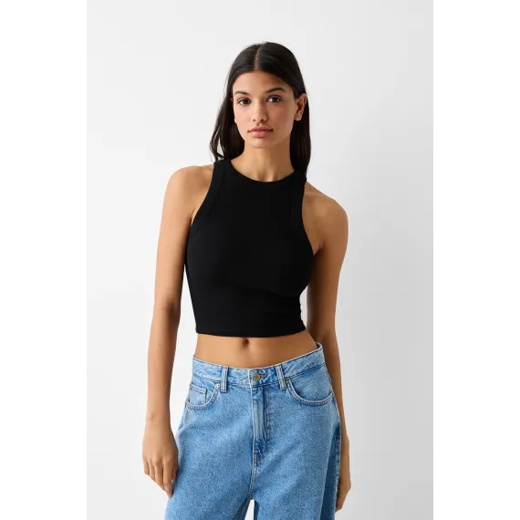Топ BERSHKA, Цвет: Черный, Размер: S