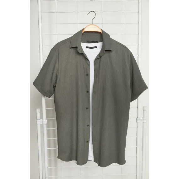 Рубашка TRENDYOL MAN, Цвет: Хаки, Размер: 2XL