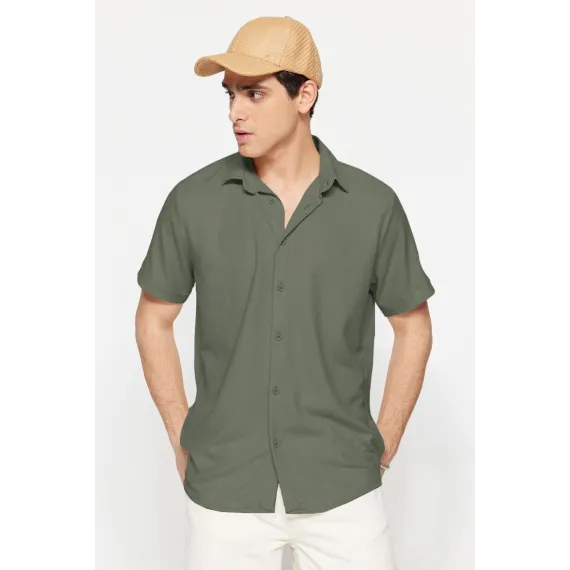 Рубашка TRENDYOL MAN, Цвет: Хаки, Размер: 2XL, изображение 3