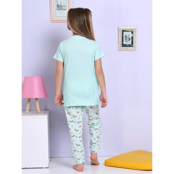 Пижамный комплект LC Waikiki, Цвет: Зеленый, Размер: 5-6 лет, изображение 3