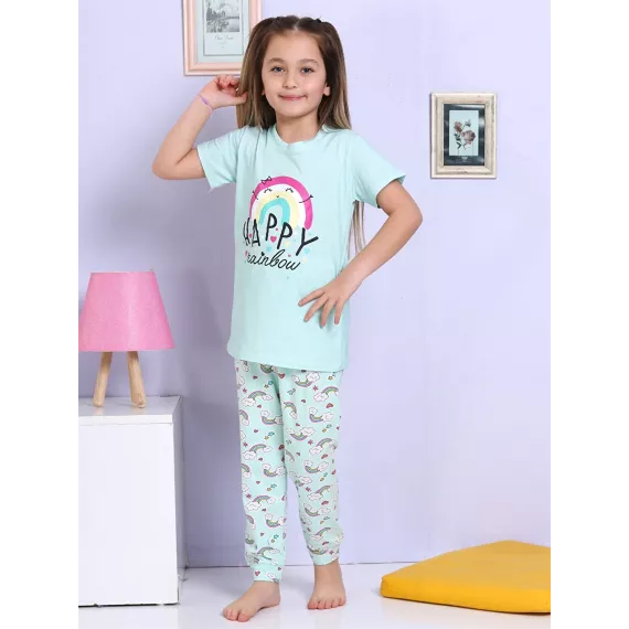 Пижамный комплект LC Waikiki, Цвет: Зеленый, Размер: 5-6 лет