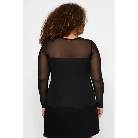 Блузка Trendyol Curve, Цвет: Черный, Размер: 3XL, изображение 4