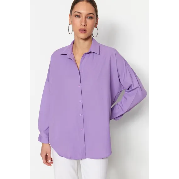 Рубашка TRENDYOLMILLA, Reňk: Melewşe, Ölçeg: XS, 5 image
