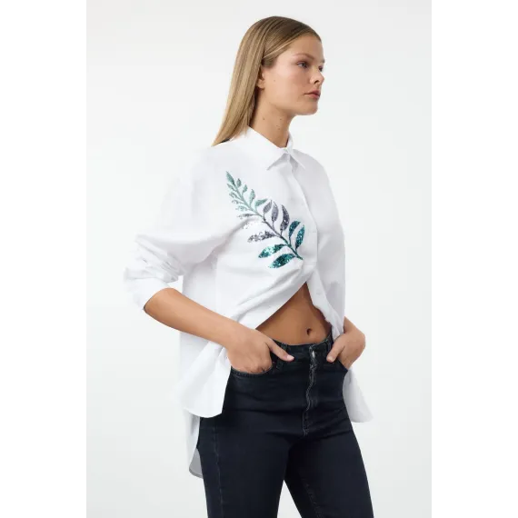 Рубашка TRENDYOLMILLA, Reňk: Ak, Ölçeg: M
