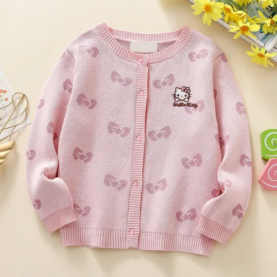 Детский кардиган Hello Kitty для девочек, вязаный, на осень-зиму Love in Trinidad, Reňk: Gülgüne, Ölçeg: 12-24 мес, 2 image