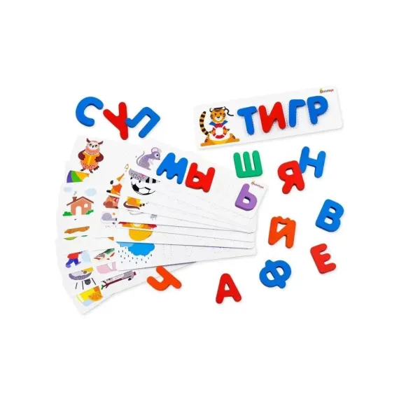 Интерактивная деревянная азбука-сортер Крути-Читай: кубики с буквами и карточками для обучения чтению Alatoys, 7 image