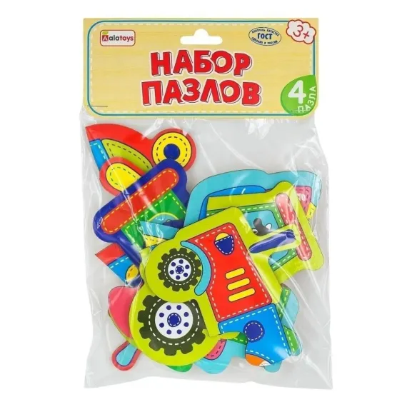 Деревянные пазлы-транспорт 4в1: развивающая игрушка Монтессори для логики, моторики и речи Alatoys, изображение 8