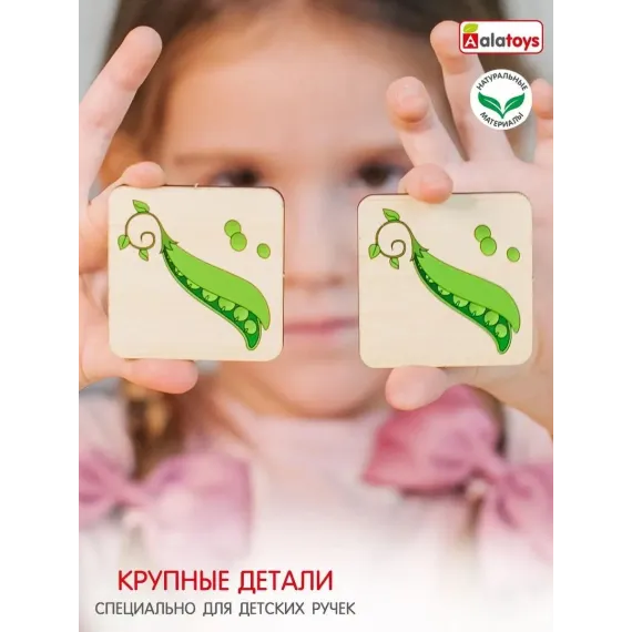 Развивающая настольная игра Мемо Овощные пары: тренажер памяти и логики по методике Монтессори c 24 деревянными карточками Alatoys, изображение 7