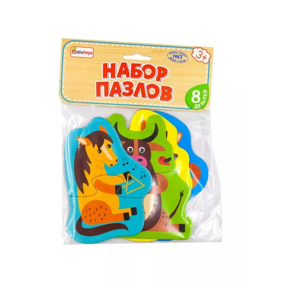 Развивающий пазл-конструктор 4в1 Алатойс: Животные - логика, моторика, речь, воображение в одной игре Alatoys, изображение 9