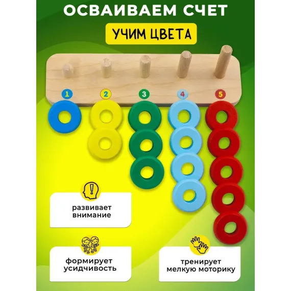 Развивающая пирамидка-сортер Монтессори: Многоуровневый геометрический конструктор Alatoys, изображение 2