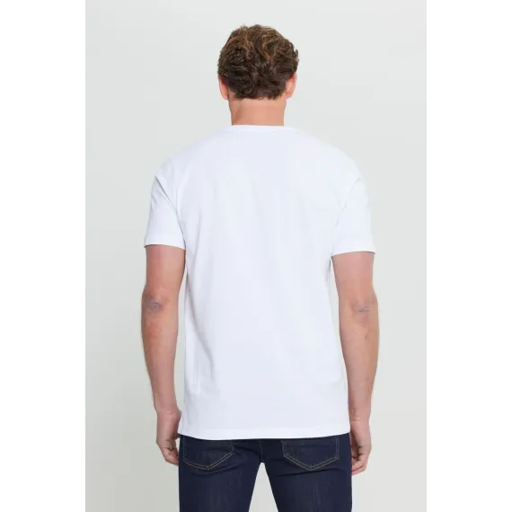 Мужская белая футболка Slim Fit с круглым вырезом, 100% хлопок ALTINYILDIZ CLASSICS, Reňk: Ak, Ölçeg: S, 8 image
