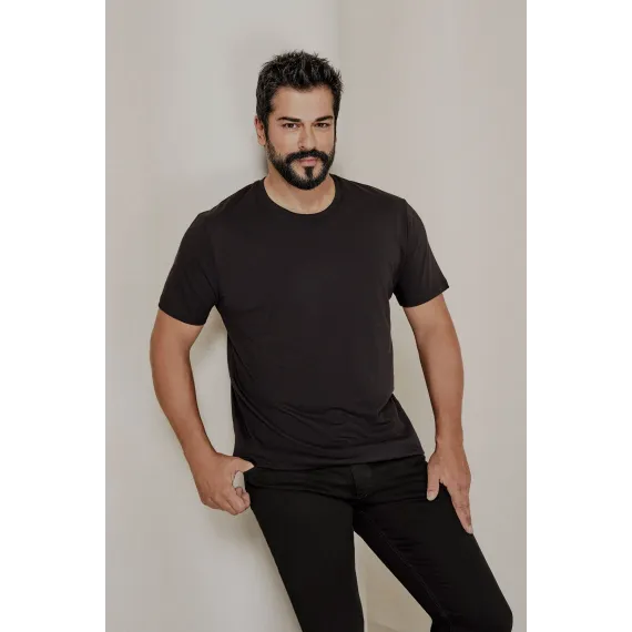 Мужская черная футболка Slim Fit с круглым вырезом ALTINYILDIZ CLASSICS, Reňk: Gara, Ölçeg: M