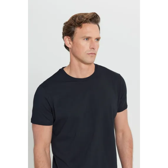Мужская черная футболка Slim Fit с круглым вырезом ALTINYILDIZ CLASSICS, Reňk: Gara, Ölçeg: XXL, 6 image