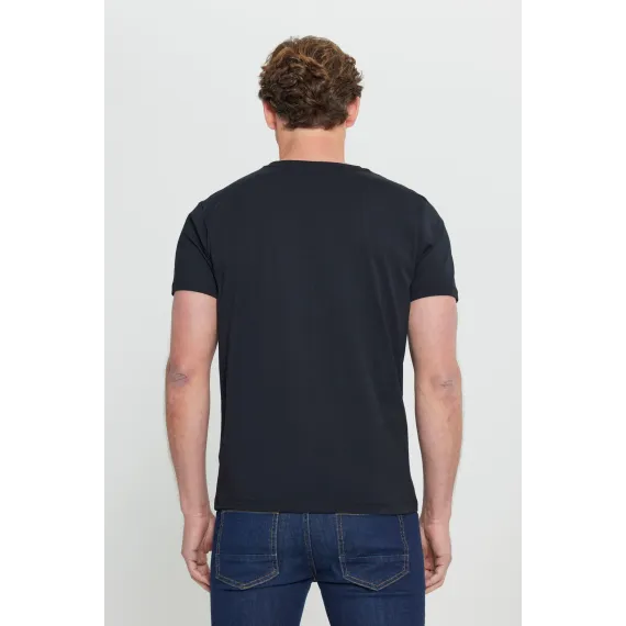 Мужская черная футболка Slim Fit с круглым вырезом ALTINYILDIZ CLASSICS, Reňk: Gara, Ölçeg: S, 7 image