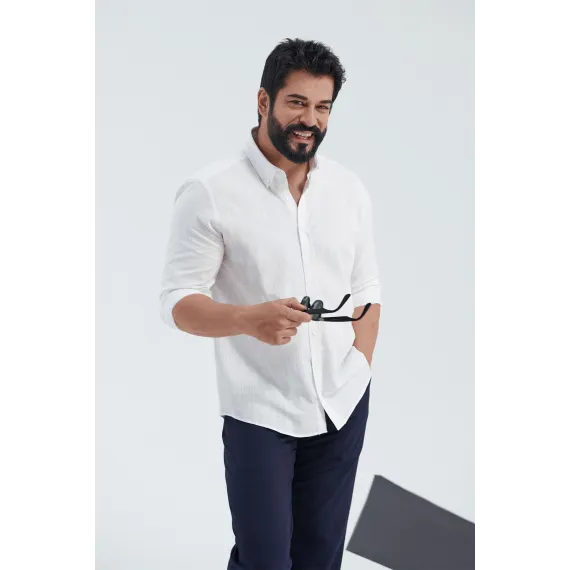 Мужская белая рубашка из 100% хлопка с фланелевой отделкой Oxford Slim Fit с пуговицами на воротнике ALTINYILDIZ CLASSICS, Reňk: Ak, Ölçeg: XXL