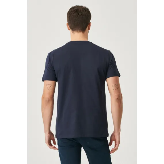 Мужская футболка Slim Fit с круглым вырезом, базовый дизайн ALTINYILDIZ CLASSICS, Reňk: Goýy gök, Ölçeg: XXL, 7 image