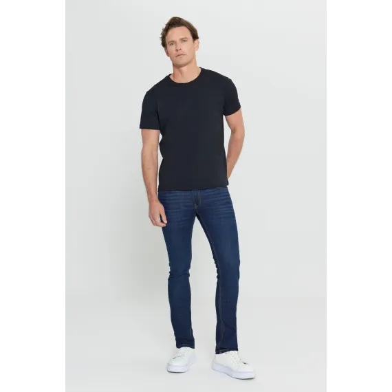 Мужская черная футболка Slim Fit с круглым вырезом ALTINYILDIZ CLASSICS, Reňk: Gara, Ölçeg: S, 4 image
