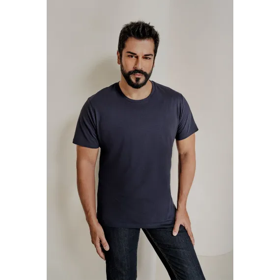 Мужская футболка Slim Fit с круглым вырезом, базовый дизайн ALTINYILDIZ CLASSICS, Reňk: Goýy gök, Ölçeg: L