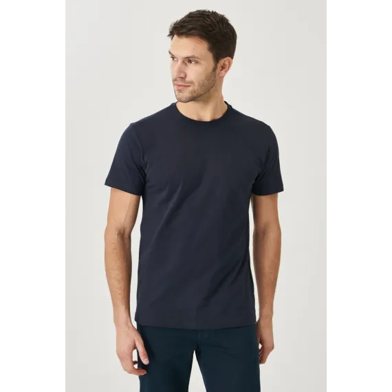Мужская футболка Slim Fit с круглым вырезом, базовый дизайн ALTINYILDIZ CLASSICS, Reňk: Goýy gök, Ölçeg: S, 6 image