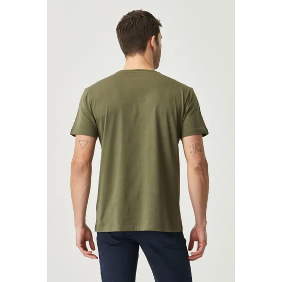 Мужская футболка Slim Fit с круглым вырезом, базовый дизайн ALTINYILDIZ CLASSICS, Reňk: Haki, Ölçeg: M, 4 image