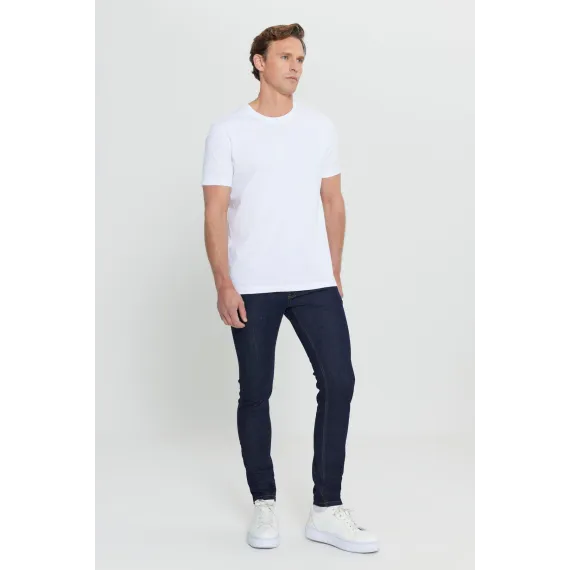 Мужская белая футболка Slim Fit с круглым вырезом, 100% хлопок ALTINYILDIZ CLASSICS, Reňk: Ak, Ölçeg: S, 4 image