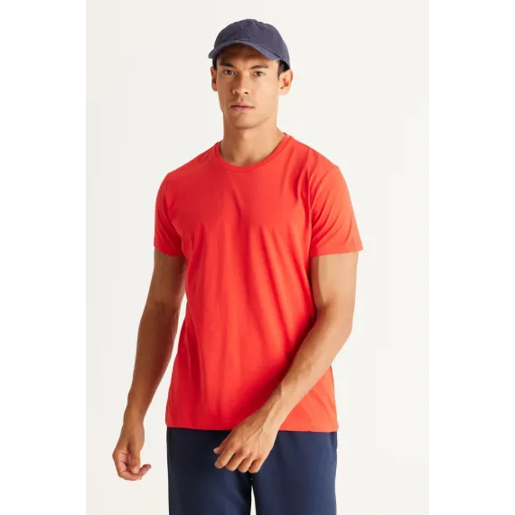 Мужская футболка Slim Fit с круглым вырезом, базовый дизайн ALTINYILDIZ CLASSICS, Reňk: Gyzyl, Ölçeg: S, 6 image
