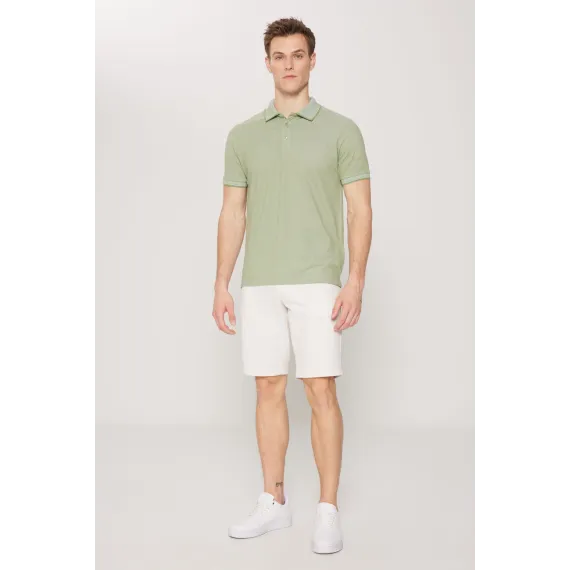 Мужская футболка с поло Slim Fit из хлопковой ткани, не линяет, зеленая ALTINYILDIZ CLASSICS, Reňk: Ýaşyl, Ölçeg: S, 5 image