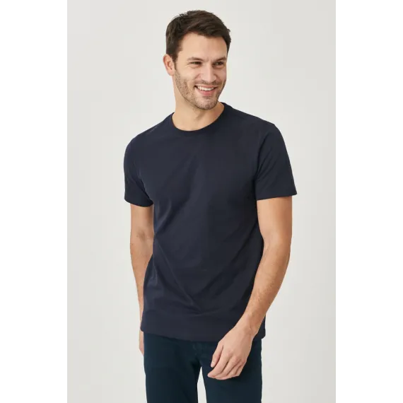 Мужская футболка Slim Fit с круглым вырезом, базовый дизайн ALTINYILDIZ CLASSICS, Reňk: Goýy gök, Ölçeg: S, 4 image