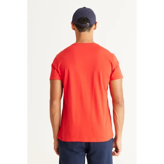 Мужская футболка Slim Fit с круглым вырезом, базовый дизайн ALTINYILDIZ CLASSICS, Reňk: Gyzyl, Ölçeg: S, 7 image