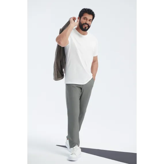 Мужская белая футболка Slim Fit с круглым вырезом, 100% хлопок ALTINYILDIZ CLASSICS, Reňk: Ak, Ölçeg: S, 3 image