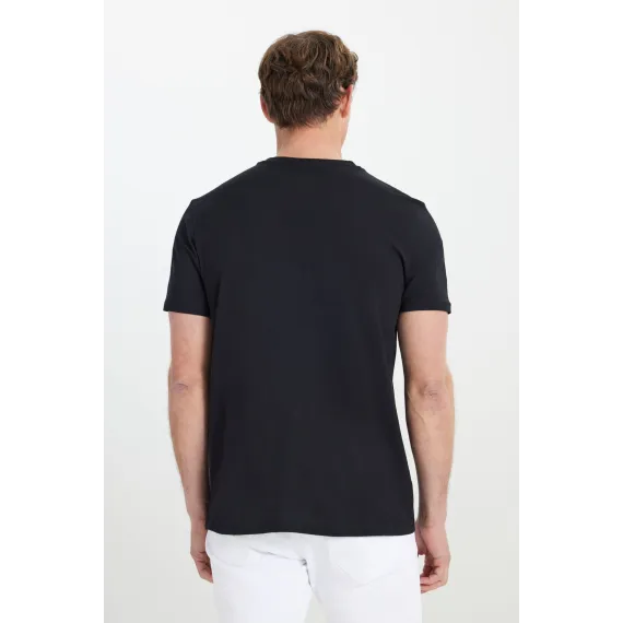 Мужская футболка с V-образным вырезом, черная, Slim Fit, узкий крой ALTINYILDIZ CLASSICS, Reňk: Gara, Ölçeg: XXL, 5 image