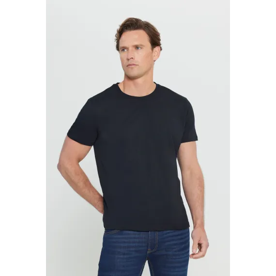 Мужская черная футболка Slim Fit с круглым вырезом ALTINYILDIZ CLASSICS, Reňk: Gara, Ölçeg: S, 3 image