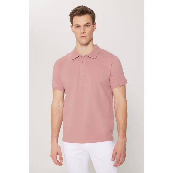 Мужская футболка с поло воротником, Slim Fit, узкая посадка, не мнется ALTINYILDIZ CLASSICS, Reňk: Gülgüne, Ölçeg: S, 2 image
