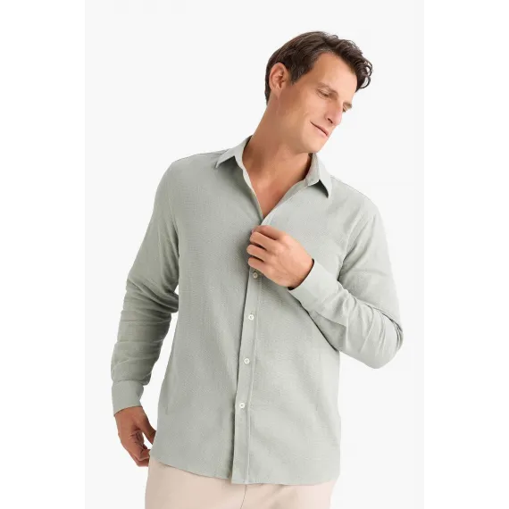 Рубашка DeFacto, Reňk: Haki, Ölçeg: 2XL, 4 image