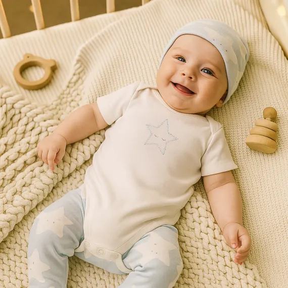 Комплект для малышей с рисунком звёздочек, 5 предметов NewBaby, Цвет: Белый, Размер: 0-1 мес., изображение 2