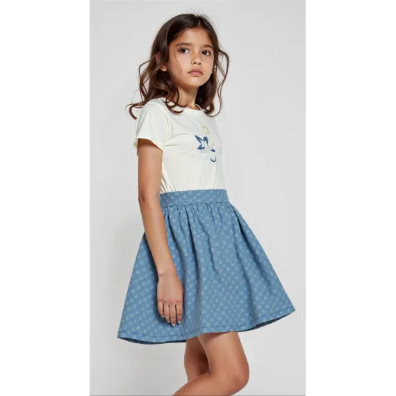 Комплект для девочки юбка-футболка Louis Vuitton, Цвет: Синий, Размер: 8-9 лет