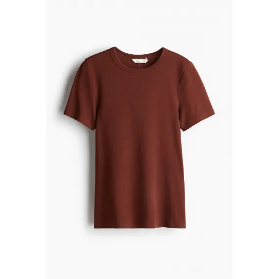 Футболка приталенная H&M, Цвет: Коричневый, Размер: S, изображение 3
