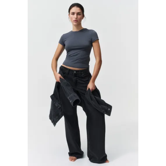 Футболка приталенная H&M, Цвет: Серый, Размер: M