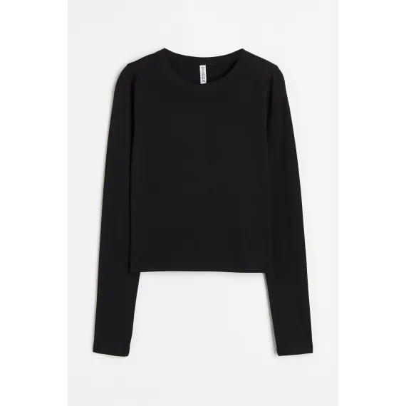 Топ с длинным рукавом H&M, Цвет: Черный, Размер: XS
