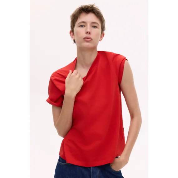 Футболка хлопковая H&M, Цвет: Красный, Размер: M, изображение 2