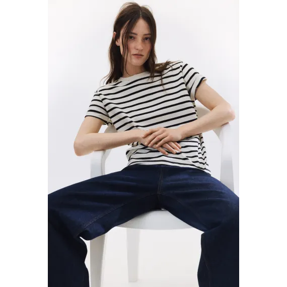 Футболка хлопковая H&M, Цвет: Бежевый, Размер: XS, изображение 4