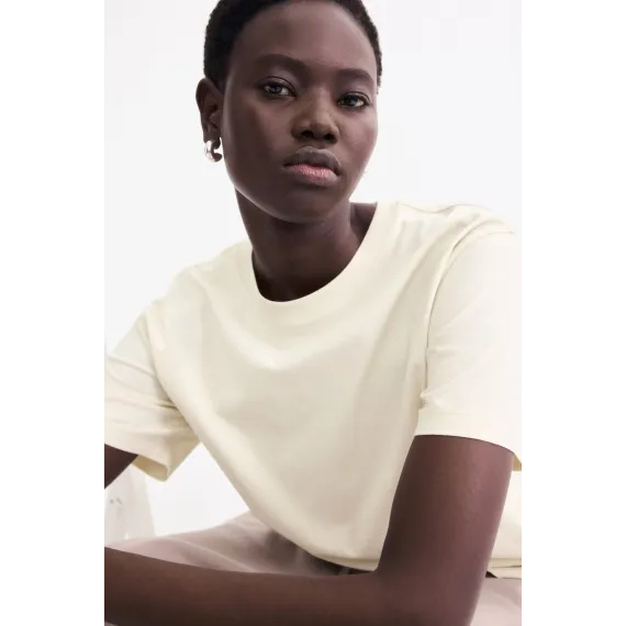 Футболка хлопковая H&M, Цвет: Экрю, Размер: XS