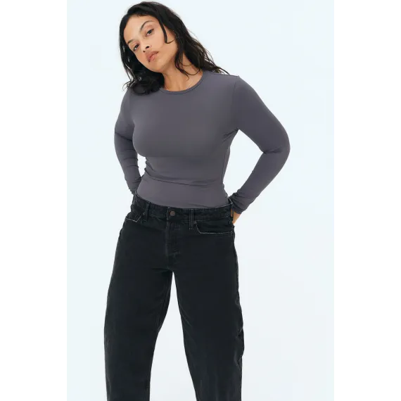 Верх микроволоконный длинный рукав H&M, Цвет: Серый, Размер: XL