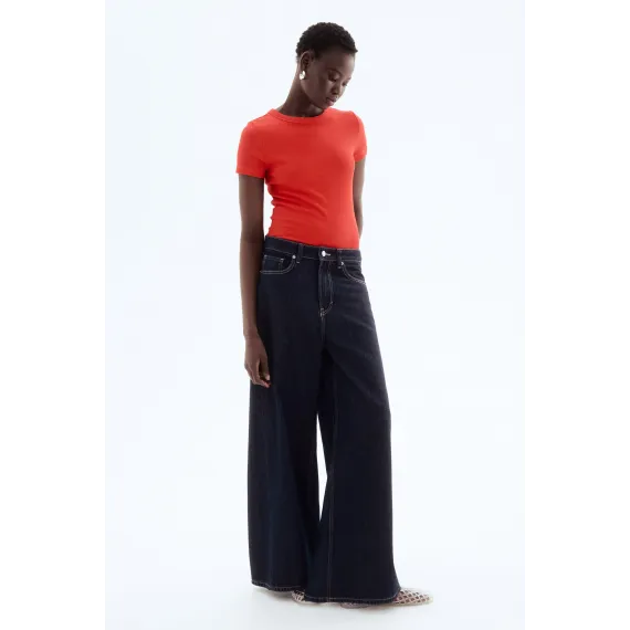 Футболка из модала с рибаной отделкой H&M, Цвет: Красный, Размер: XL, изображение 3